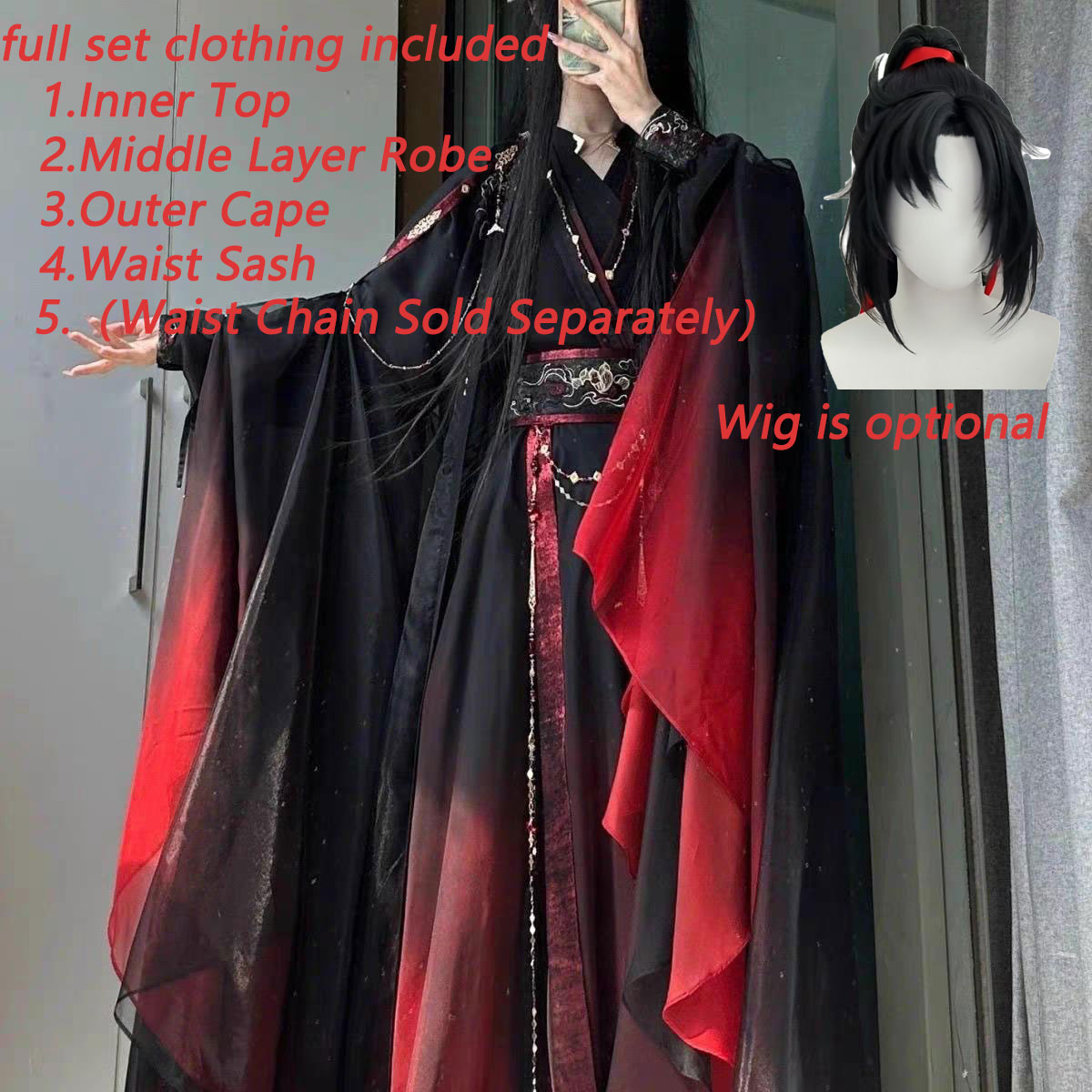 Anime Cosplay In Chinese - Set di 4 Pezzi di Abiti