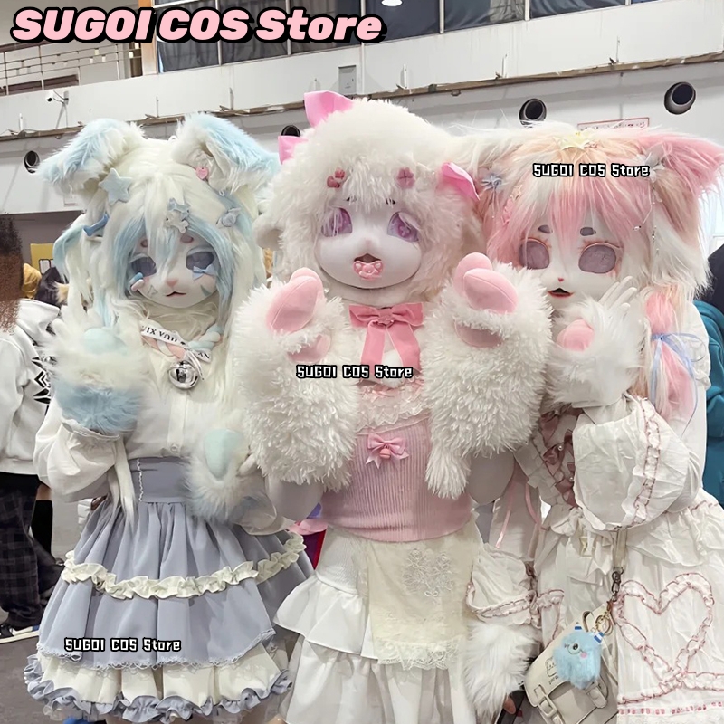 Anime Cosplay Cat - aBcSCS*Fursuit Head Kigurumi Maschera Pelosa Carina